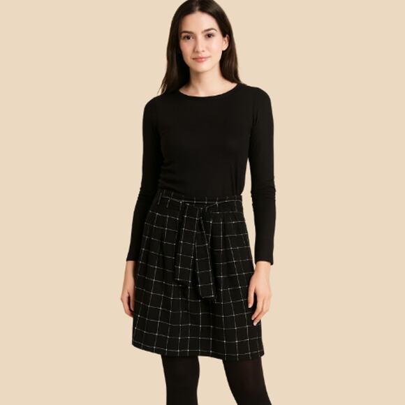 H&M Black & White Windowpane Paperbag Skirt, 2, NWOT! - Picture 8 of 8